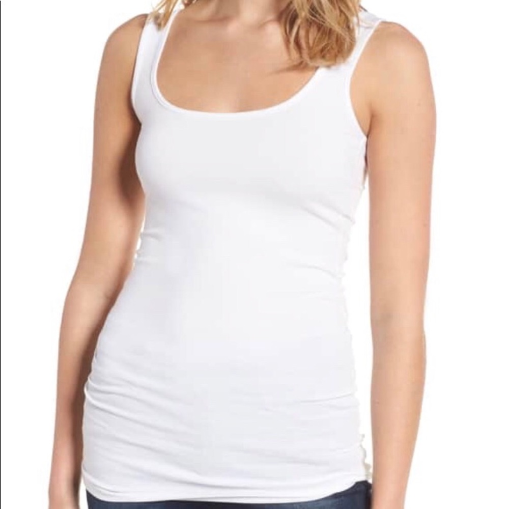 BP. Double Scoop Neck Tank, NWT - white, small